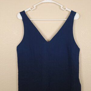 Zara Basic Womens Denim Couture Midi Dress M Navy Sleeveless V-Neck Pockets